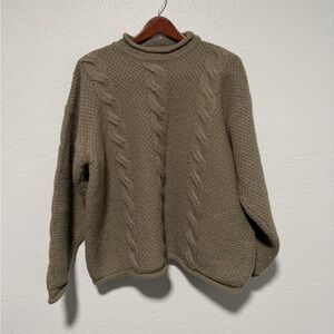 Vintage Made in Ireland Roll Neck Fisherman Sweater Size XL